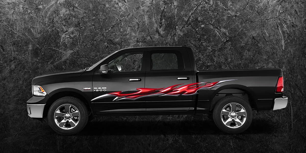 

2 Car Truck Trailer Side Decals Graphics Stripes Vinyl #B758Red
