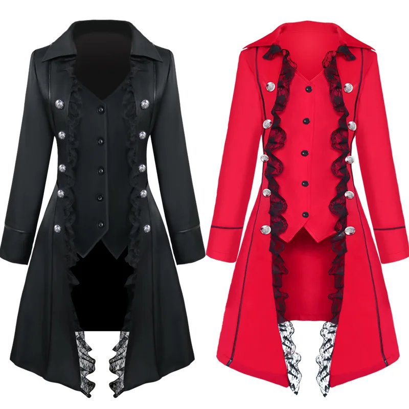 

Medieval Dress Steampunk Pirate Cosplay Costumes Women Lace Jacket Coat Victorian Gothic Clothing Carnival Party Cosplay