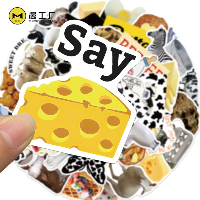 

50 Pieces Non-Repeated Cheese Butter Small Animal Ball Fashion Brand Succulent Stickers Hand Account Luggage Stickers