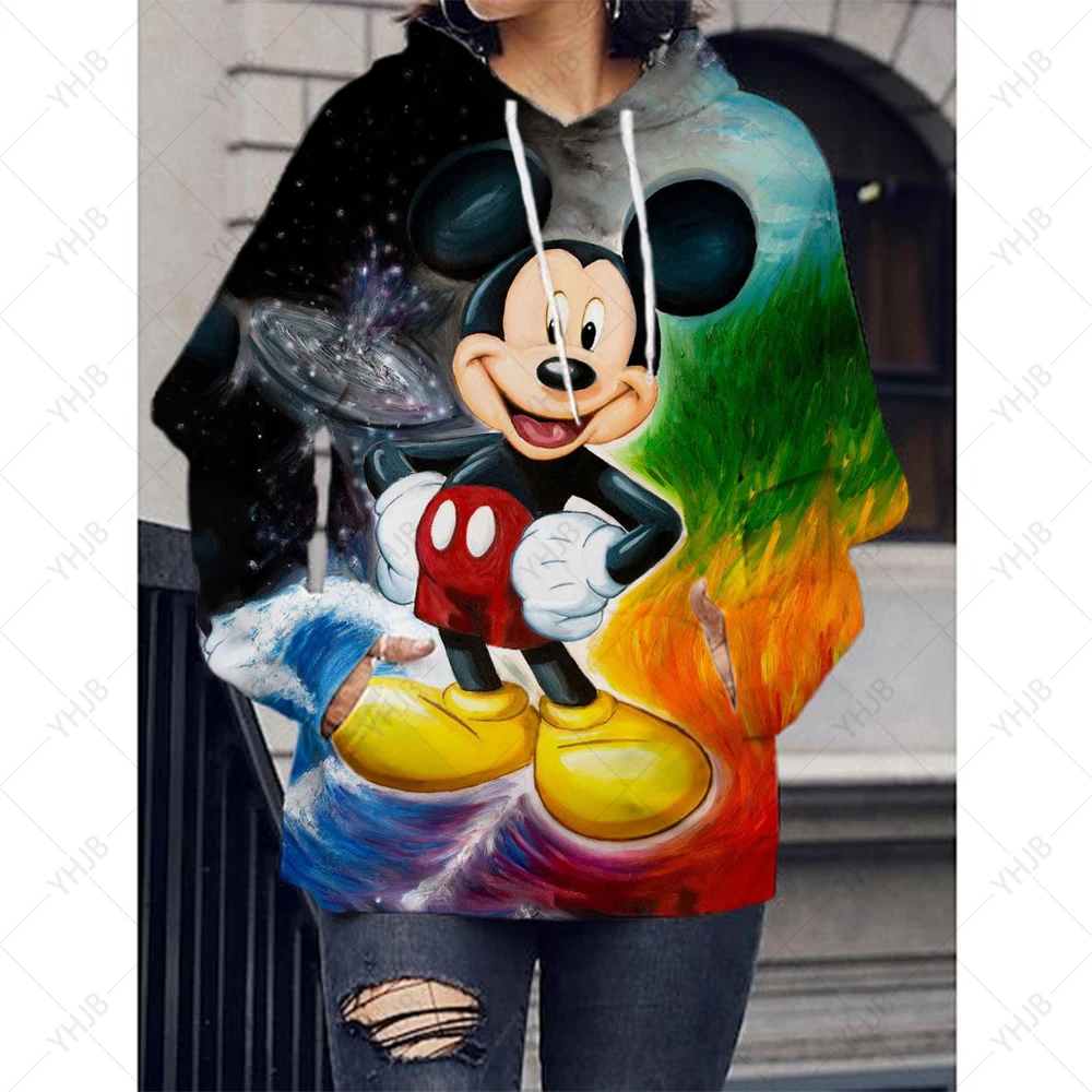 

Disney Funny Cartoon Print Hoodie Women Hip Hop Mickey Minnie Mouse Print Autumn and Winter Fashion Harajuku Sweater Hoodie