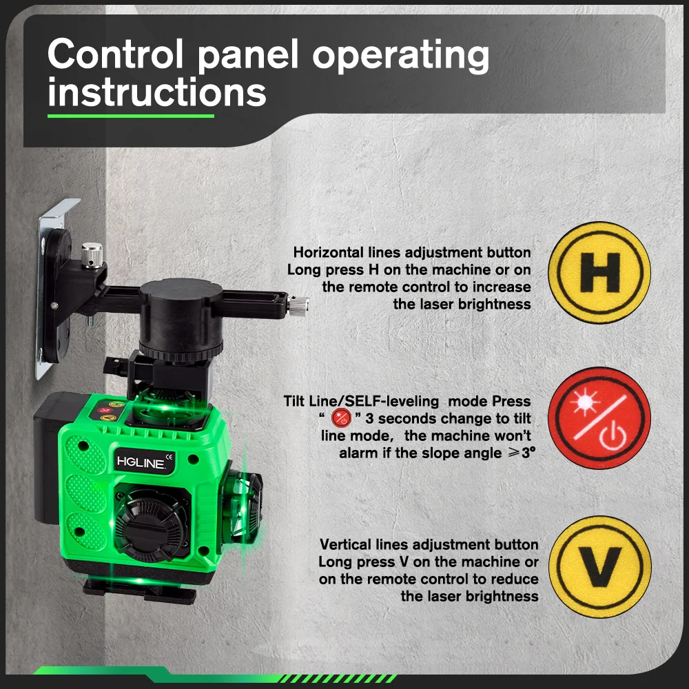 HGLINE 16-линейный лазерный уровень Green Line Приложение Дистанционное управление