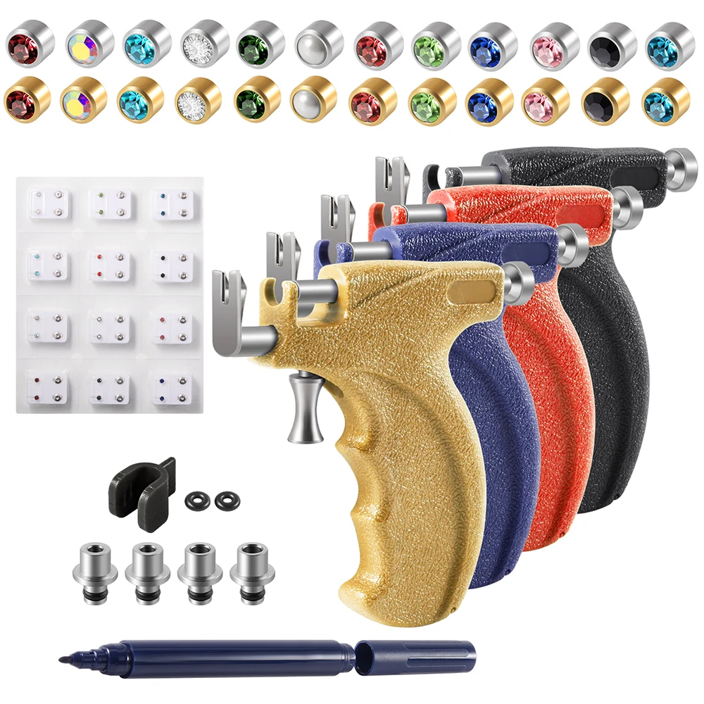 Professional Universal Ear Piercing Gun Tools Steel Birthstone Studs Earring Safe Helix Piercing Tool Body Jewelry Machine Kit