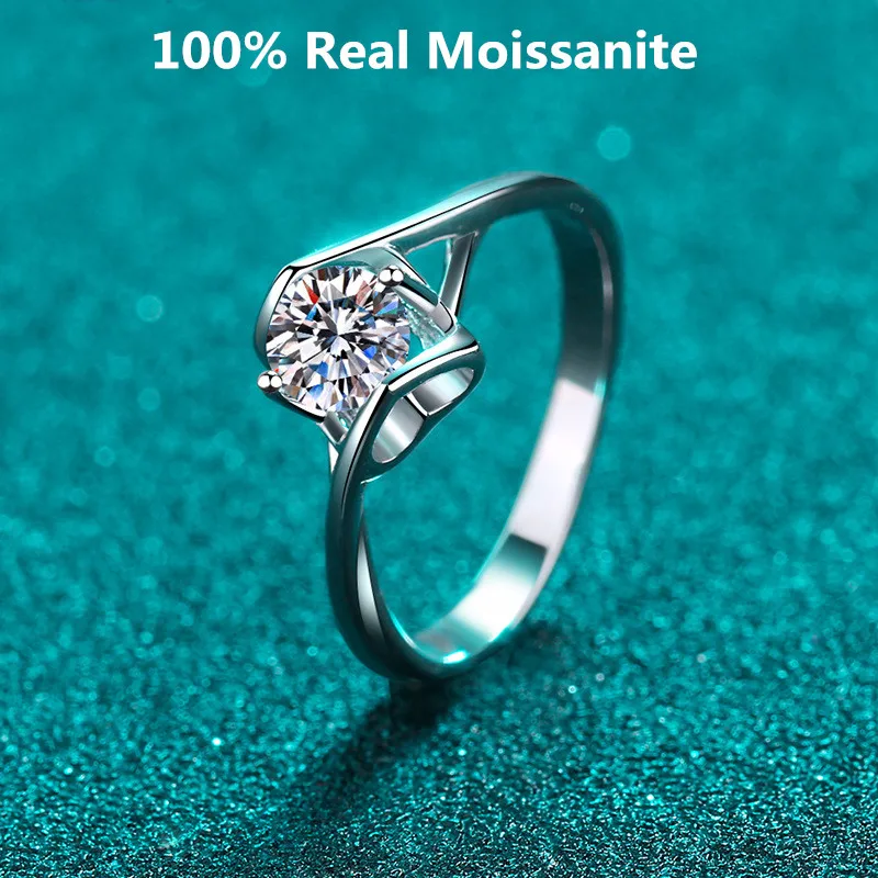 

1 карат муассанит обручальные кольца VVS D бесцветные лабораторные бриллиантовые обручальные кольца обещание кольцо для женщин с любовным се...