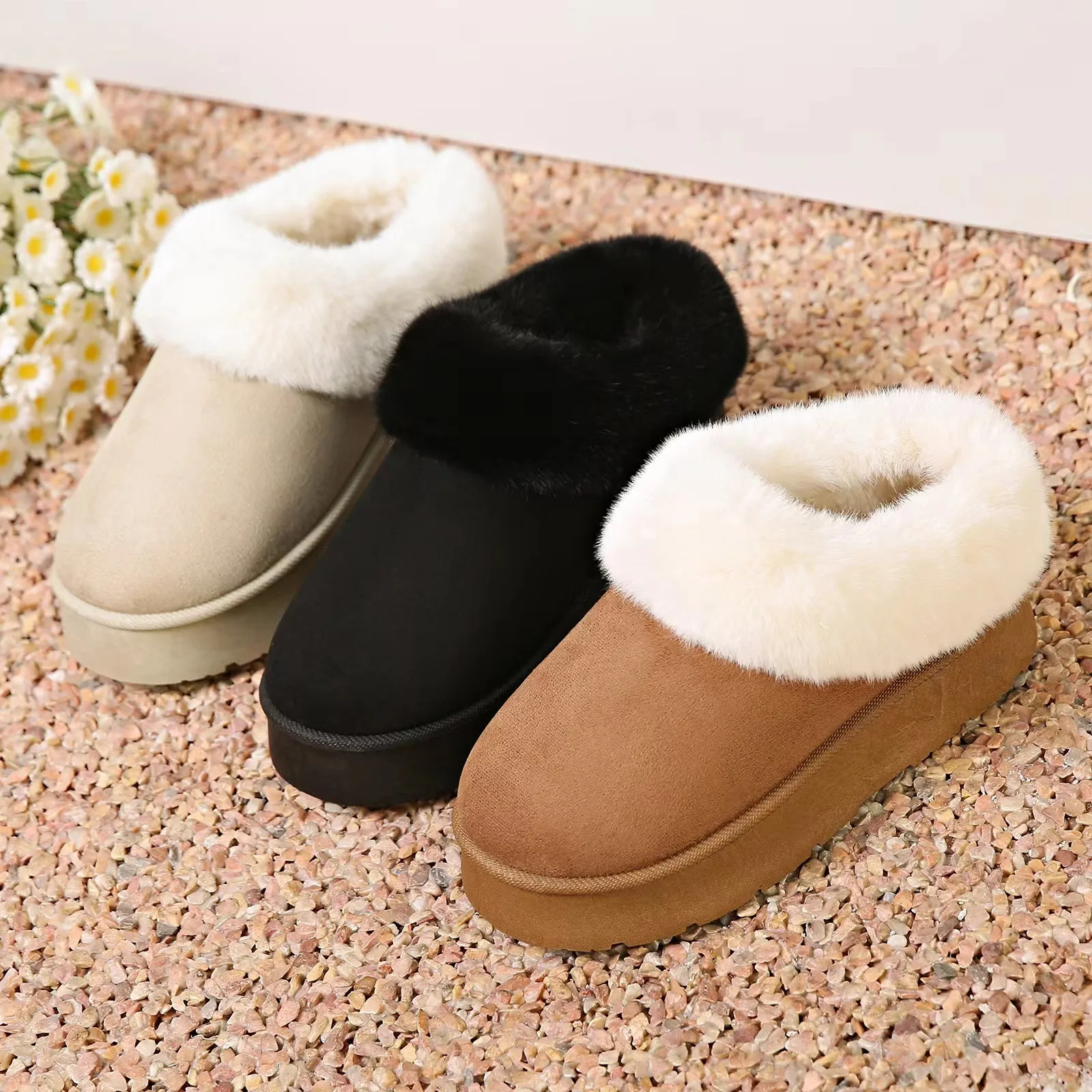 Winter New Women's Thick Sole Sheepskin Wool Anti Slip Snow Boots Fashion Mini Warm Thickened