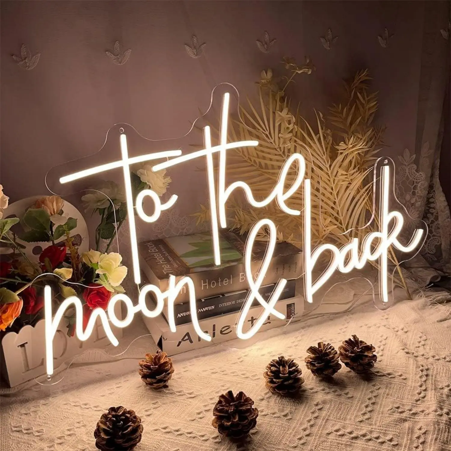 Декоративная неоновая вывеска На Луне и За Стене для баров спален рождественских