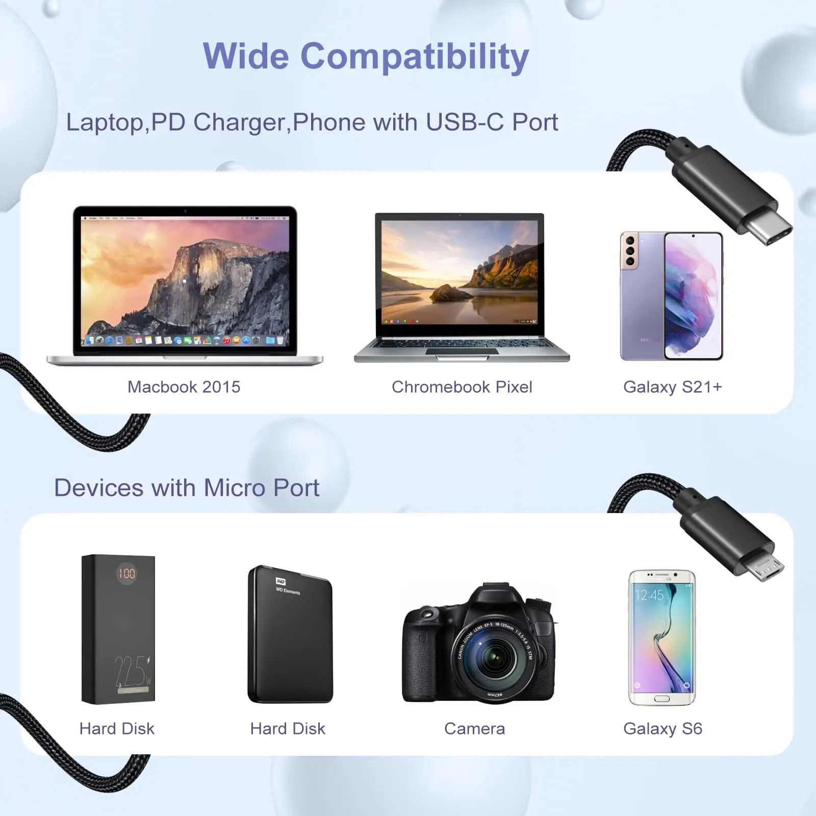 Кабель с USB C на Micro USB 3 фута, нейлоновая оплетка, короткий шнур с Type C на Micro для Samsung Galaxy S7 S6, J7, J3, LG, HTC, PS4, Kindle (art.: 3920c100ef98e) - 3920c100ef98e