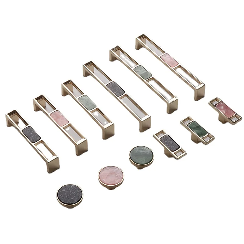 Ручка для шкафа из цинкового сплава цвет черный/зеленый с драгоценным камнем