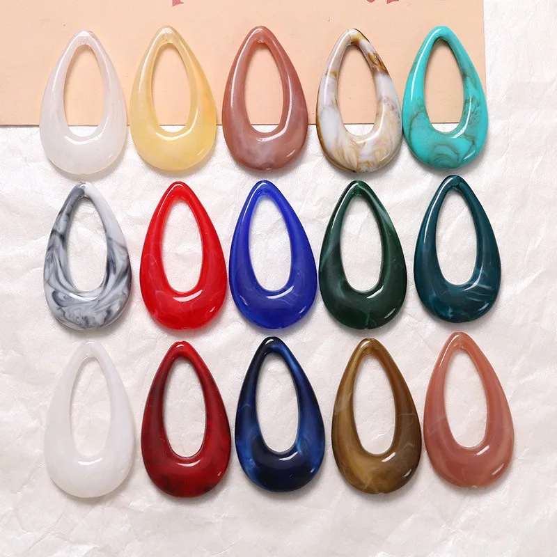 

Wholesale 50pcs/lot color print geometry water drop shape resin beads diy jewelry earring/garment pendant accessory
