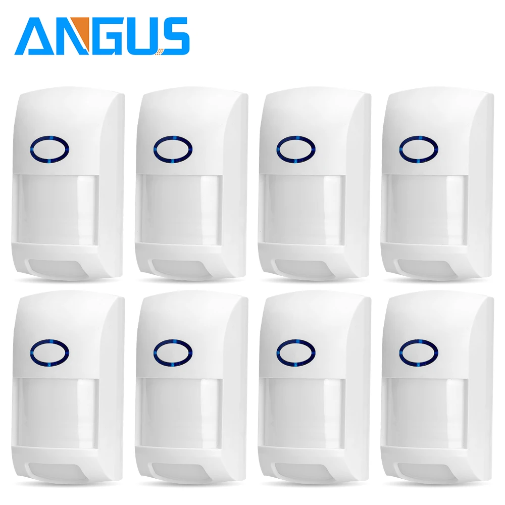 Angus 433mhz Wireless Anti Pet Detector PIR Detector Motion Sensor for DIY Wifi GSM Home Intruder Burglar Alarm System 7PC UNIT