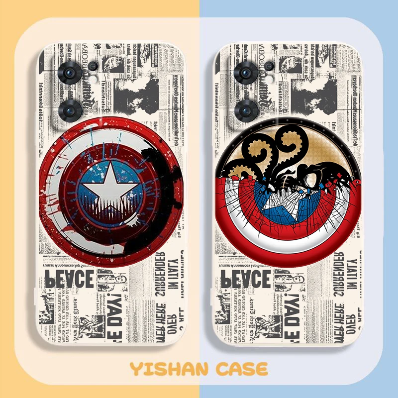 

Marvel Captain America Cool Phone Case For OPPO Find X5 X3 Lite F21 A96 A94 A93 A77 A76 A74 A72 A57 A53S A16 Liquid Rope