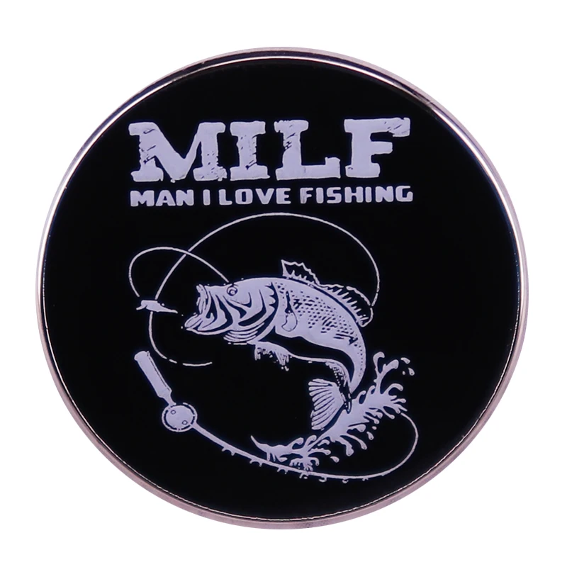 Значок с пуговицами для рыбалки MILF-Man I Love идеальный аксессуар любителей |