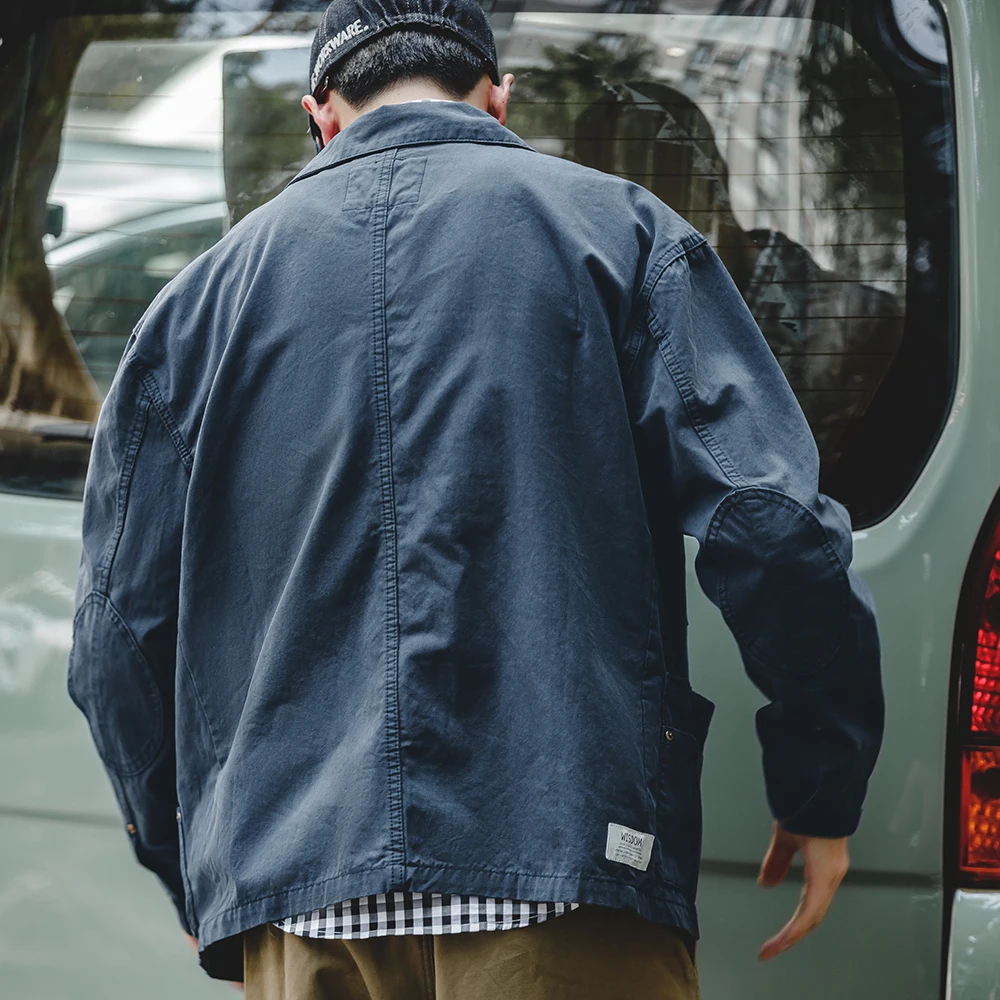 Мужская винтажная куртка с отложным воротником несколькими карманами