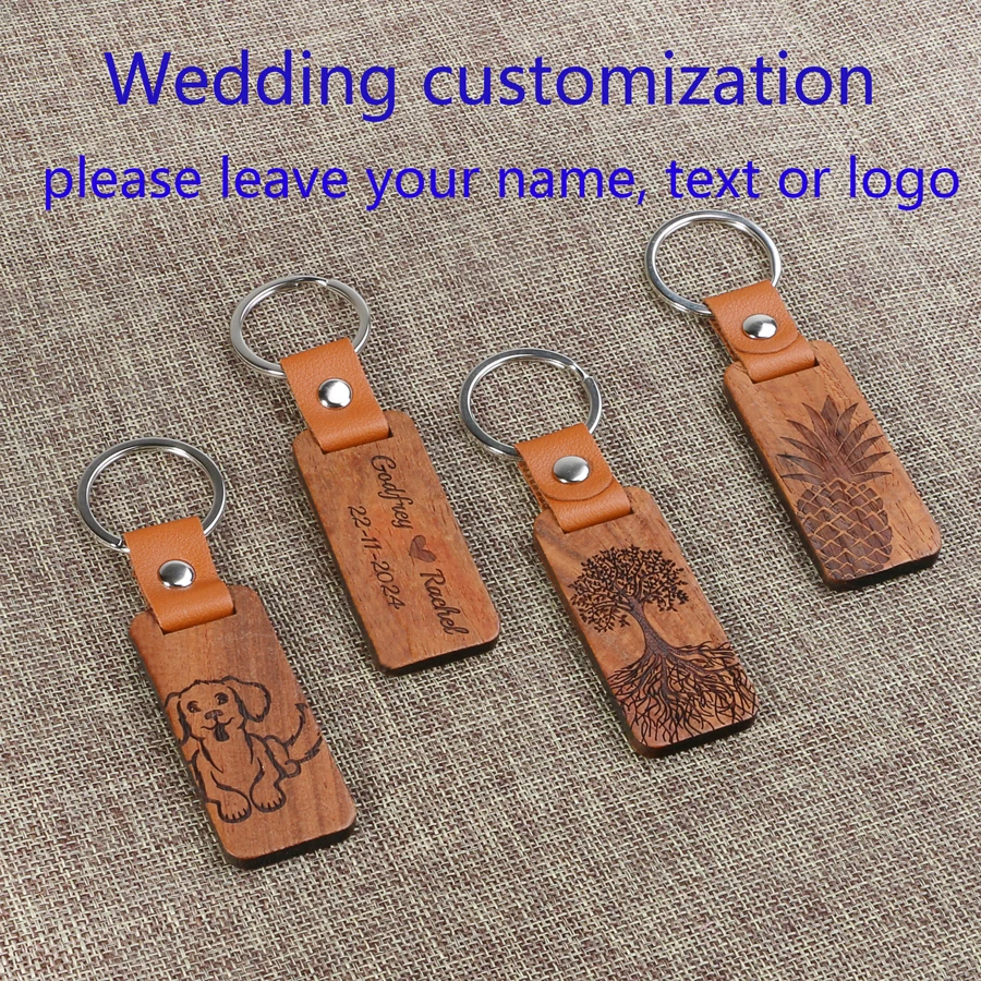 Цепочка для ключей из массива дерева модный круглый деревянный брелок с