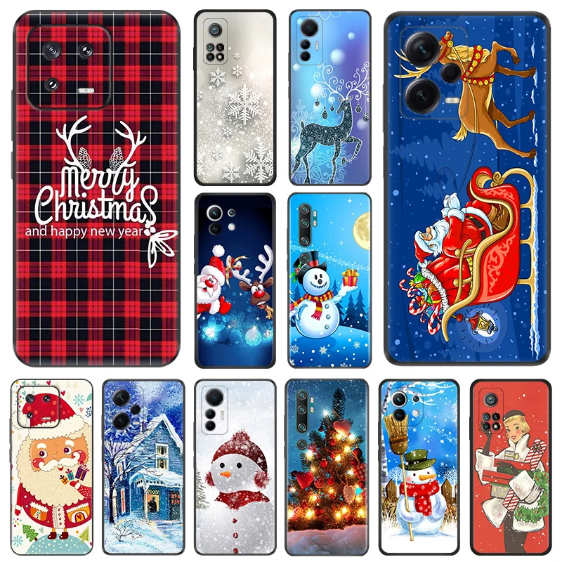 Чехлы для телефонов с рождественским принтом Санта-Клауса снеговика мягкие