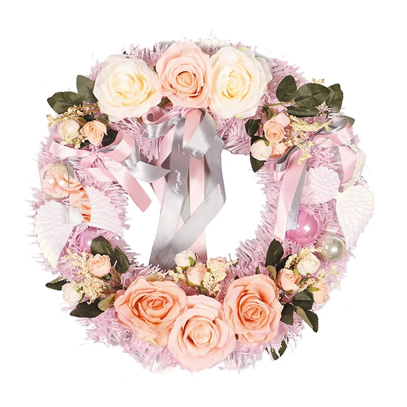 

Artificial Rose Flower Wreath Valentine's Day Wreath For Front Door Wall Window Wedding Party Home Spring Decor