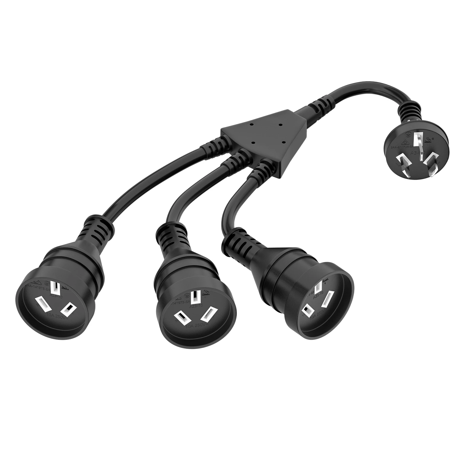 Австралийский стандарт 3-контактный удлиненный шнур питания с 2 розетками