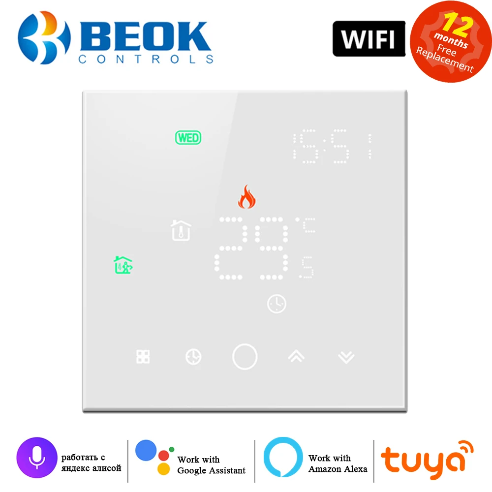 Beok Tuya Smart Life termostato Wifi per caldaia a Gas e riscaldamento a pavimento caldo regolatore di temperatura domestica Yandex Alice Alexa Google
