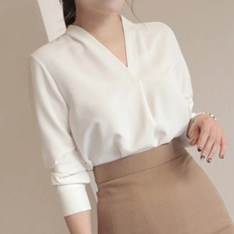 

blouses blusas mujer de moda women shirts long sleeve sid white chiffon office blouse women clothes womens tops and