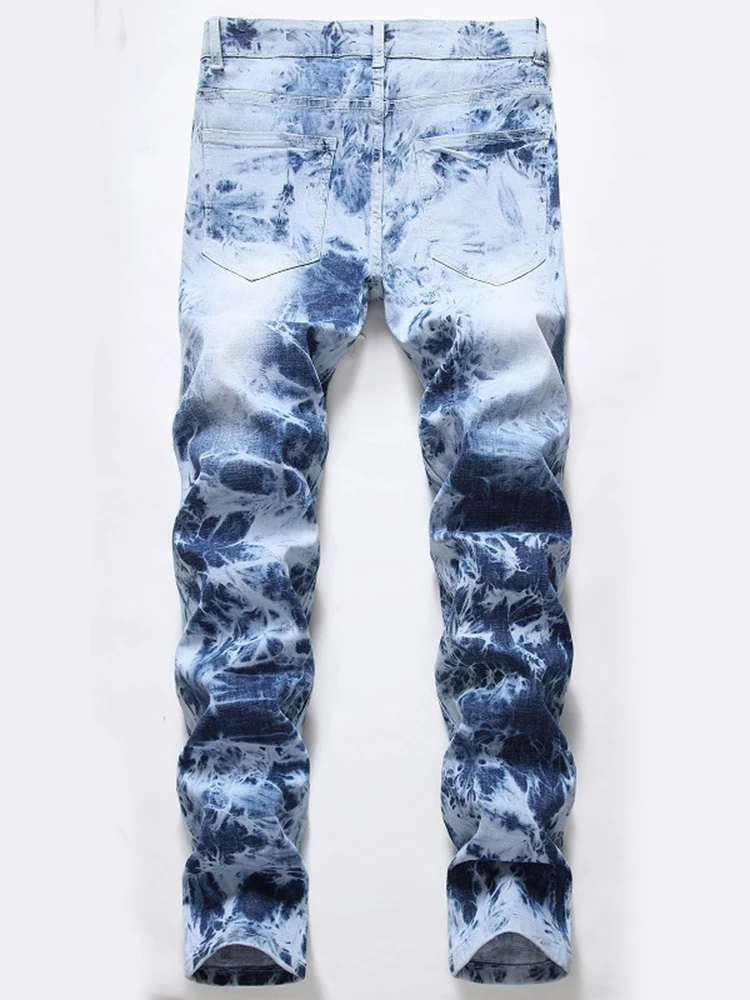 Blue Boyfriend Jeans Stretch Men Denim Straight Long Classic Pants Design Casual Stretch hip-hop Fashion Pants Oversized 29-42