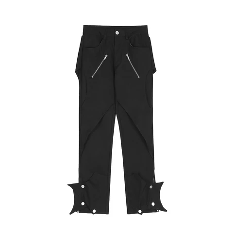 Брюки мужские с пуговицами «летучая мышь», модные штаны в стиле пэчворк, уличная одежда в стиле Харадзюку, хип-хоп, черные белые