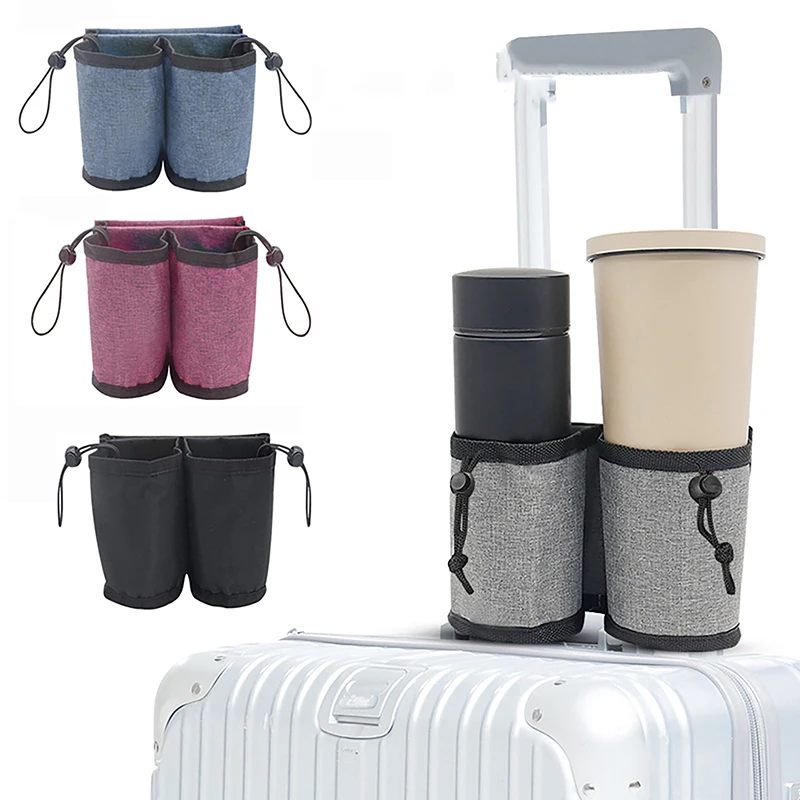 

1pc Luggage Travel Cup Holder Durable Free Hand Travel Luggage Drink Bag Travel Cup Holder Storage Bag Fits All Suitcase Handles