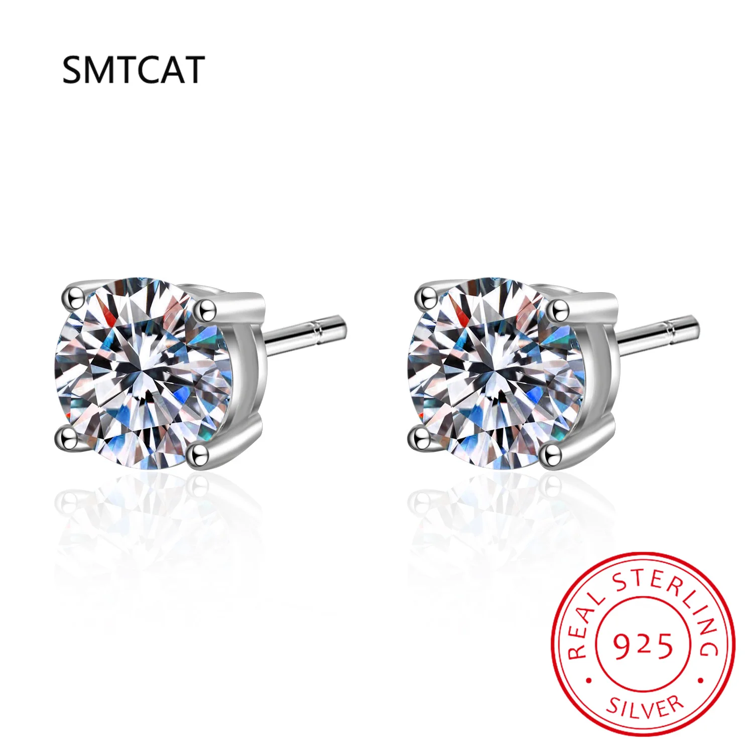 

Серьги с круглым бриллиантом 18 К, из серебра 925 пробы