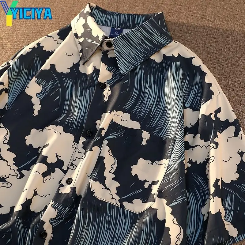 

YICIYA Men And Women's Short Sleeved Tops Summer Hawaiian Shirts Men Printed Short Sleeve Button Down Vacation Female Clothing