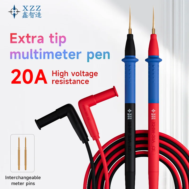 

XINZHIZAO Extra Tip Multimeter Pen 20A 1000V High Voltage Resistance High Temperature and Flame Resistance Special Tip Meter Pen