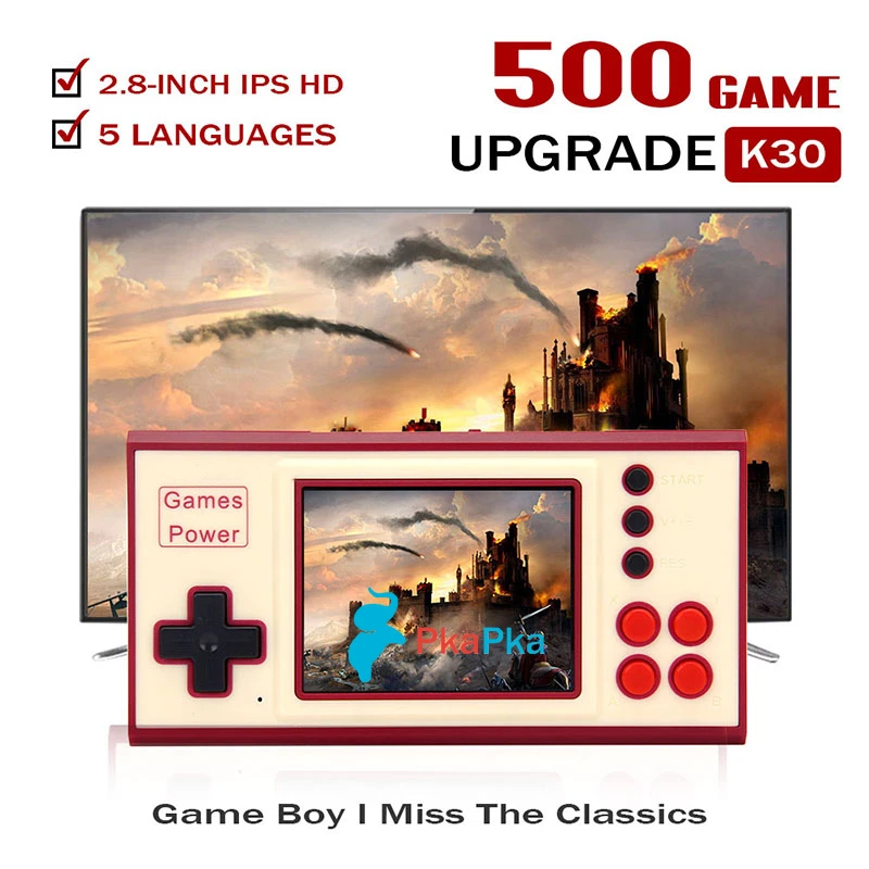 

Handheld Portable Game Player Gaming K30 Classic Video Game Console Support AV Output 3.2 Inch Color LCD Built In 500 Games
