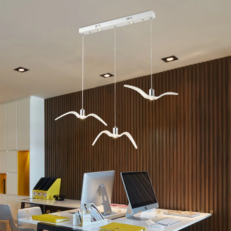 

Chandeliers Lights Modern Design Resin Led Nordic Seagull Lamp for Bar Kitchen Living Room Ceiling Suspension Luminaire