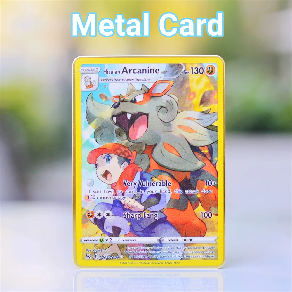 

Pokemon Card Metal Pokémon Letters Charizard Vmax Pikachu Rayquaza V Gengar Dragonite Golden Iron Playing Cards Anime Games Toys