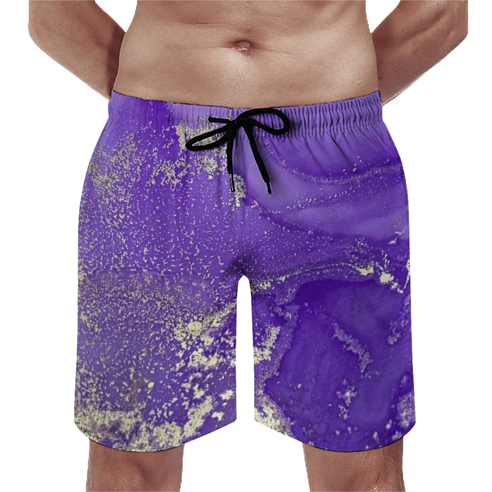 

Purple And Organic Marble Board Shorts Abstract Ink Art Fashion Beach Shorts Men Design Sportswear Quick Dry Swim Trunks Gift