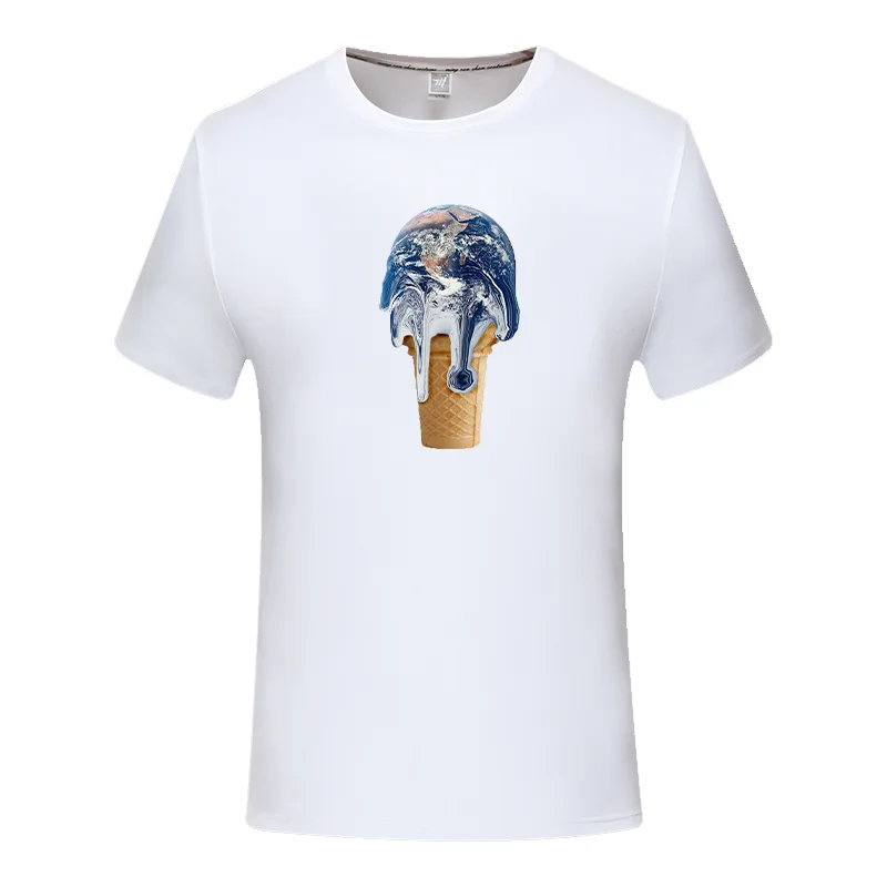 

Harajuku T-shirts Summer Men/Women Hip Hop Funny Print Sweet cone earth Tshirt Streetwear t shirts Short Sleeve child size