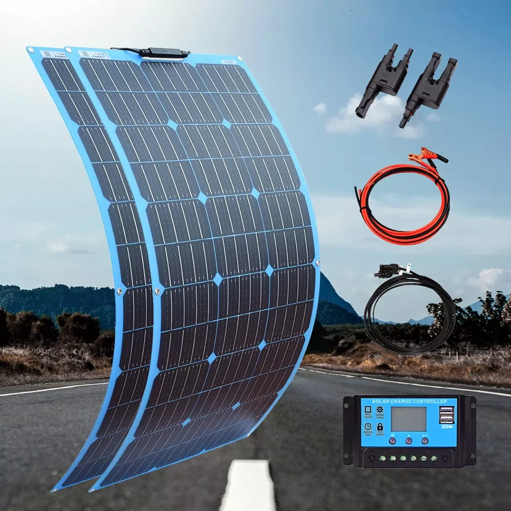 

200W Flexible Solar Panel Kit Monocrystalline Silicon Cell Solar Panels 100 Watt 18 Volt Paneles Solares System For Home RV Boat