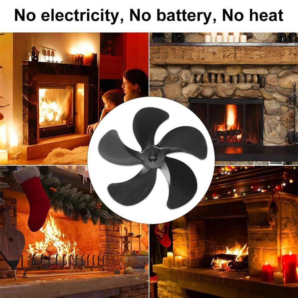 

1PC Electric Fireplace Fan Stove Fan For 5-Wing Blower Fireplace Pipe Fan Blades Fireplaces Stoves Heating Cooling Home Improve