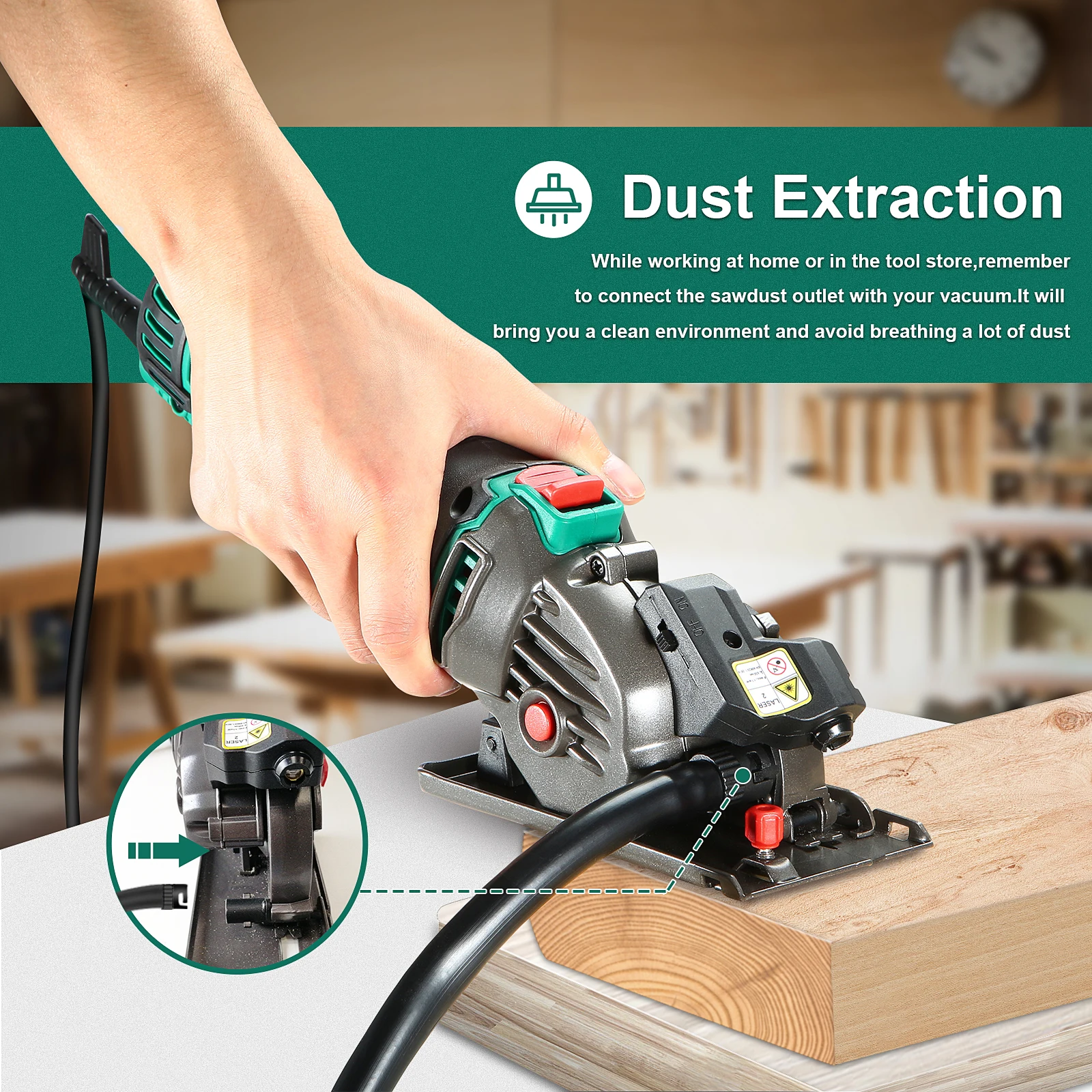 Электрическая мини-циркулярная пила HYCHIKA 500 Вт с лазером 120 В 220