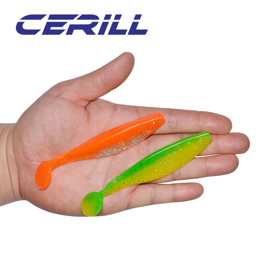 

Cerill 10 PCS 110mm 9.5g Double Color Paddle Tail Jigging Wobblers Silicone Soft Bait Artificial Fishing Lure Shad Bass Swimbait
