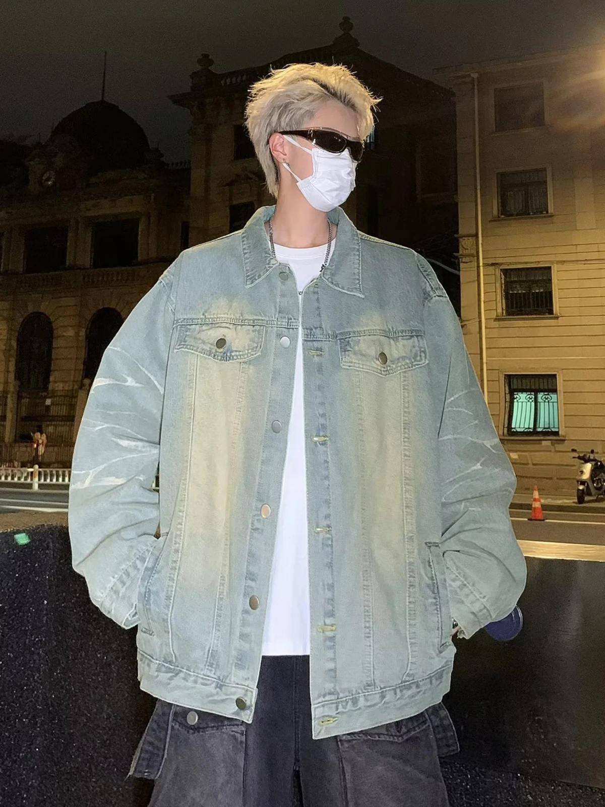 Американский модный бренд потертое джинсовое пальто мужская весенне-осенняя