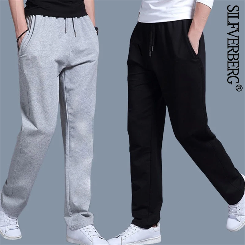 Men's Sweatpant Trousers Solid Autumn Wide Lge Pants Casual Solid Loose Straight Wear-resistant Pant for Men Black Grey PlusSize