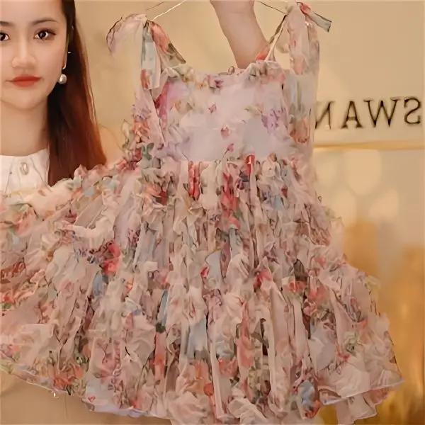 Новинка детское летнее платье на бретельках с принтом для девочек красивое