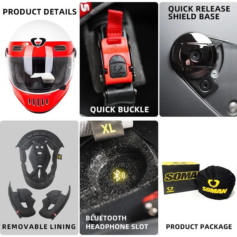 SOMAN анфас мотоциклетный шлем ретро мото шлемы мужчина женщина Casco козырек