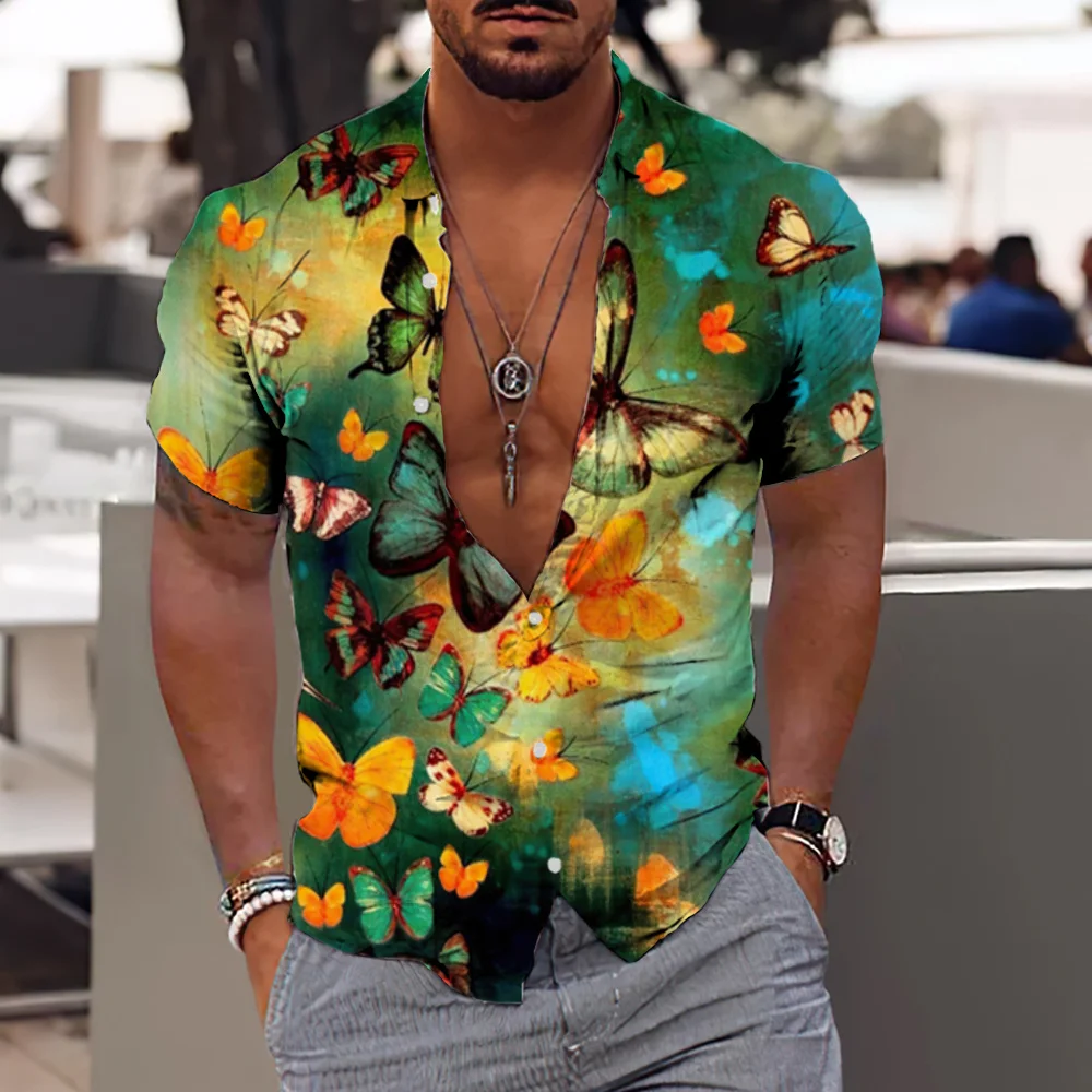 

Summer Floral Shirts For Men's 3d Print Tropical Beach Short Sleeve Fashion Tops Tee Shirt Homme Male Hawaiian Shirt And Blouses