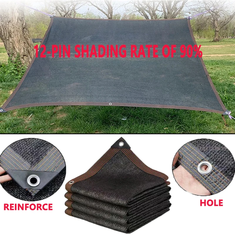 Thickened 12Pin 90% Shading Degree Anti-UV HDPE Black Sun Shade Mesh Outdoor Gazebo Car Garage Awning Sun Nets4x5m/3x3m/3x5m