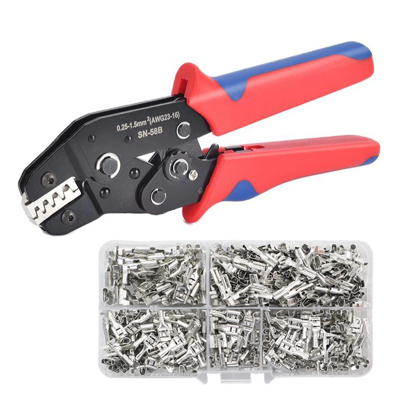 

SN-58B Crimping Pliers 0.25-1.5mm² High Precision Jaw With TAB 2.8/4.8/6.3 Car Terminals Sets Wire Electrical Jst/Dupont Crimper