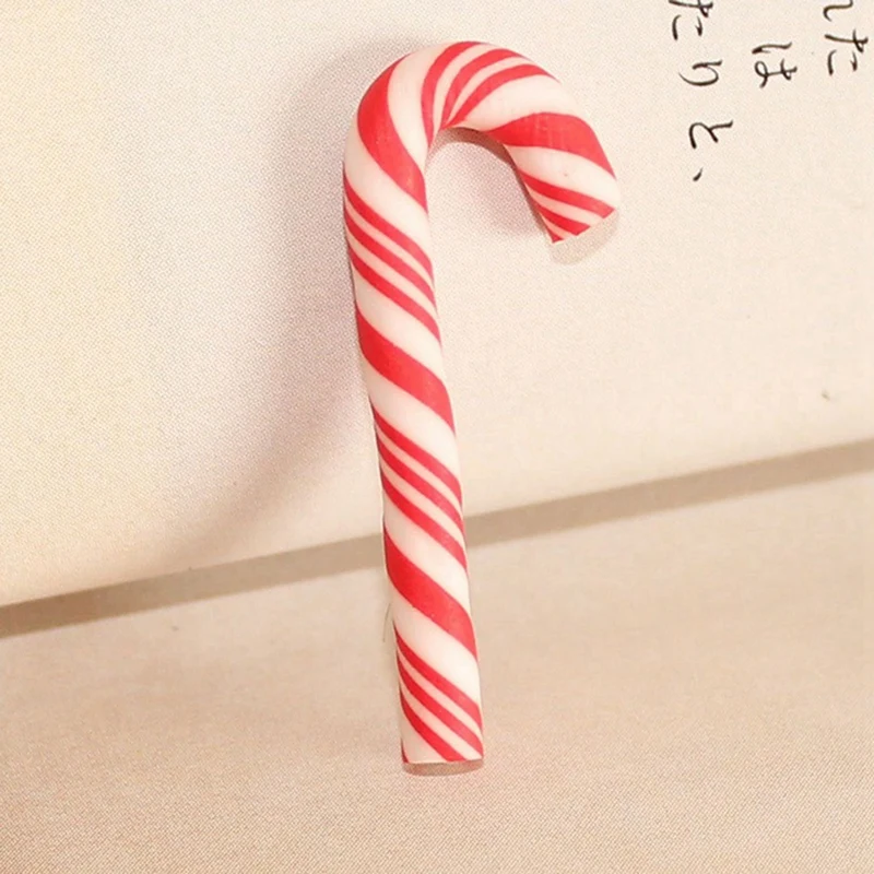 

20PCS Christmas Red Cane Soft Pottery Jewelry Accessories New Year Candy Cane Home Decoration