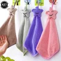 2pcs cute star kitchen cleaning towel hanging hand towels absorbent dishcloths lint free cloth coral velvet soft