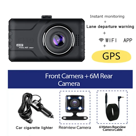 Автомобильный видеорегистратор Wi-Fi Full HD 1080P, видеорегистратор с камерой заднего вида, Автомобильный видеорегистратор, автомобильный черный ящик, Автомобильный видеорегистратор GPS, автомобильные аксессуары