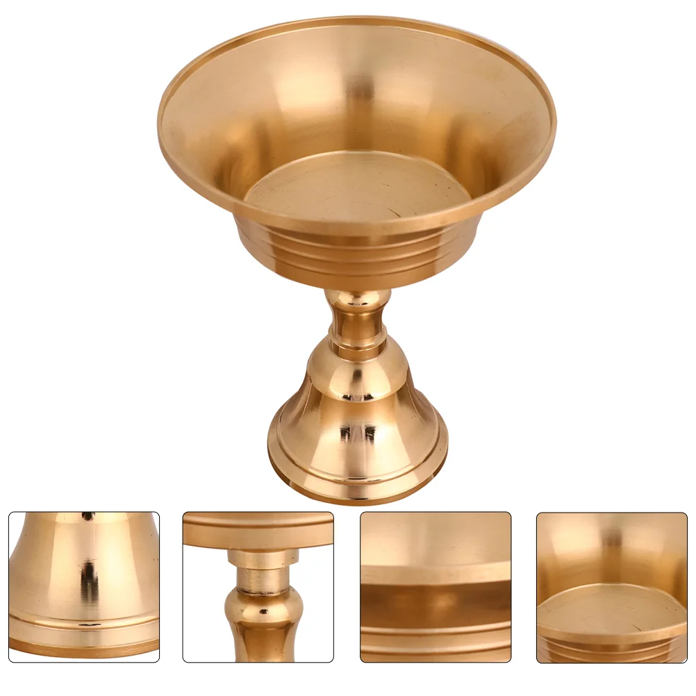 

Pure Copper Butter Lamp Holder Temple Candlestick Supply Vintage Decor Desktop Supplies Rack Retro