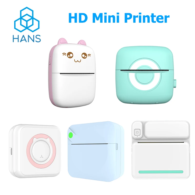 HD Mini Portable Thermal Printer Portable Bluetooth Wireless Cute Cat 57mm Photo Label Pocket DIY Use Printing For iOS/Android