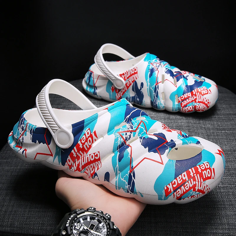 Fashion Beach Slippers Outdoor Stylish Mens Slides Breathable Slip On Man Shoes